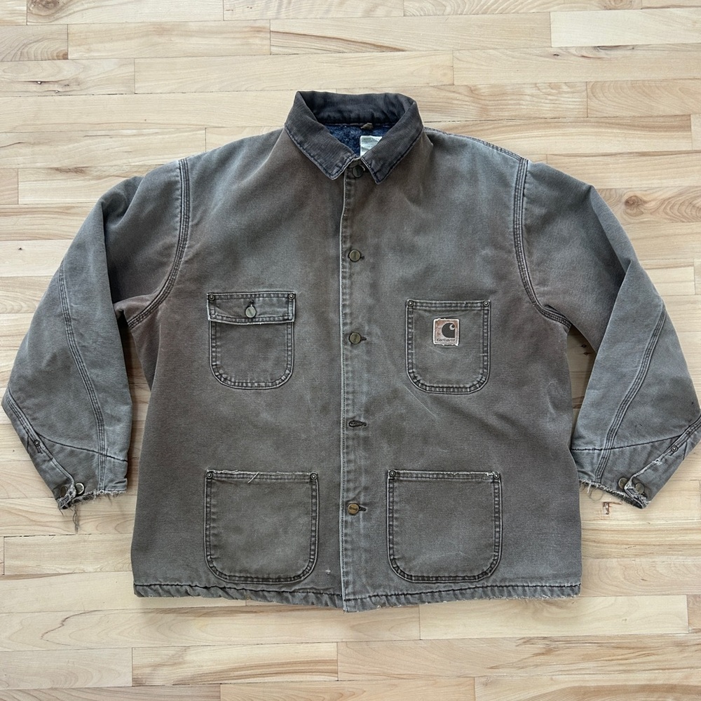 Vintage Carhartt C02CHT Duck Blanket-Lined Chore Coat USA Made XL Brown - Picture 1 of 9